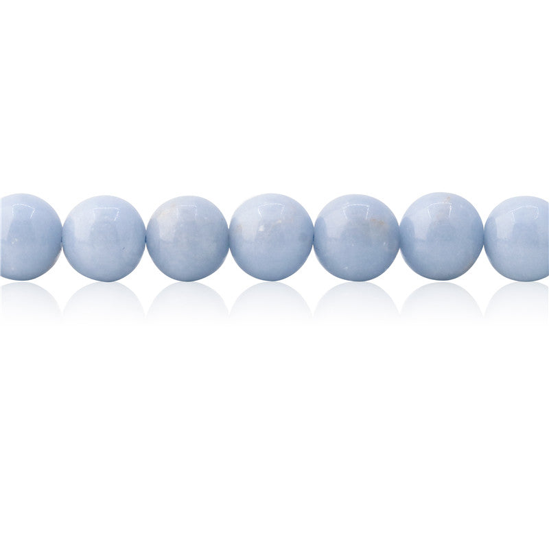 Perles d'angélite bleue naturelle ronde sur fil 10mm trou 1.2mm environ 40pcs 39cm