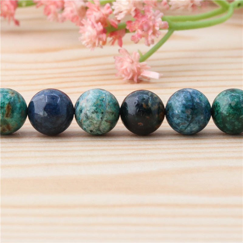 Natural Azurite Beads Round 10mm Hole 1.2mm about 40pcs 39cm strand