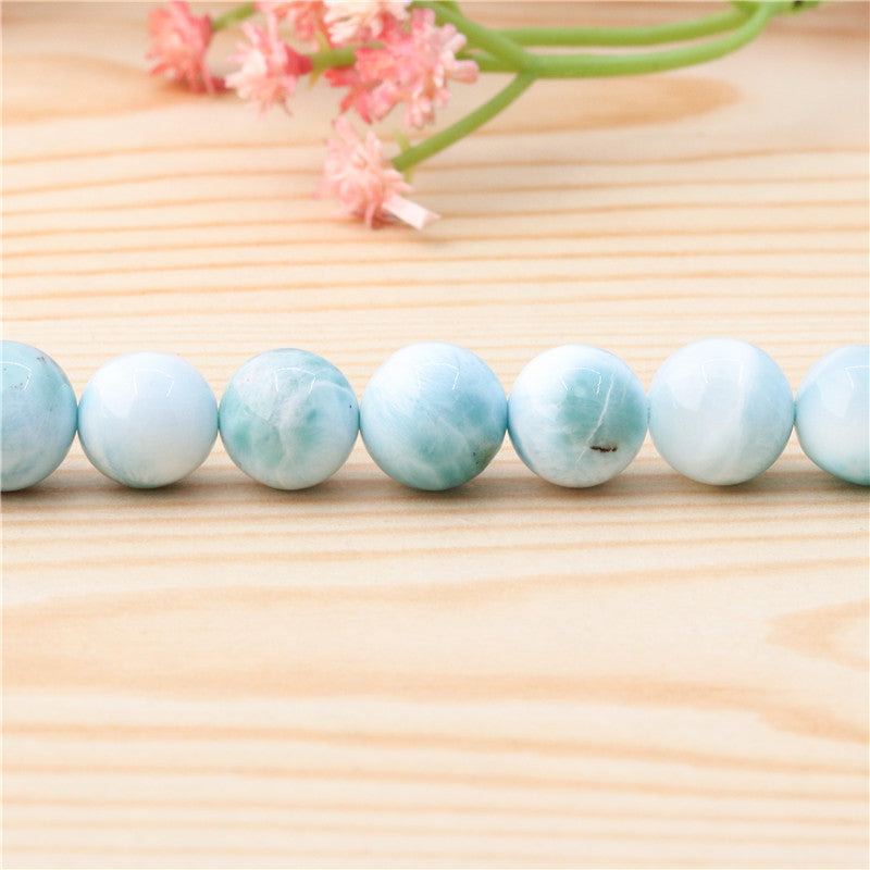 Natural Larimar A Beads Round 10mm Hole 1.2mm about 40pcs 39cm strand