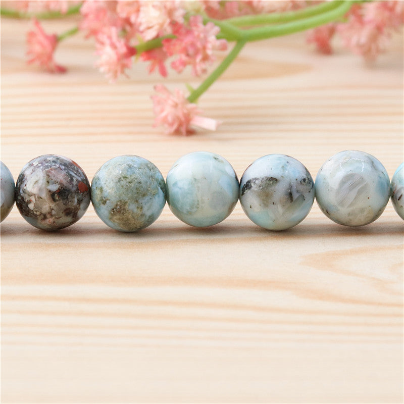 Natural Larimar B Beads Round 10mm Hole 1.2mm about 40pcs 39cm strand