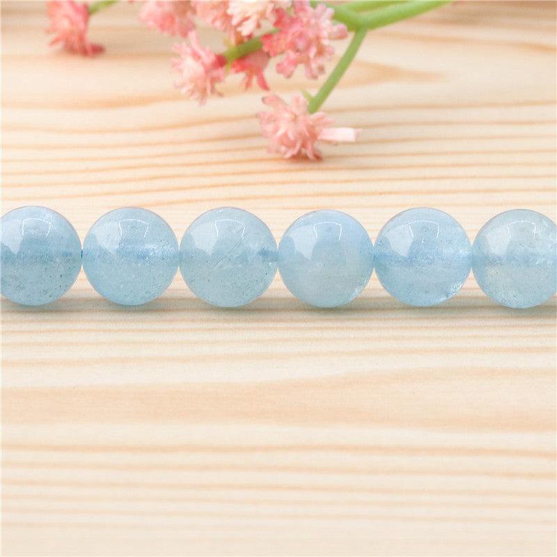 Natural Aquamarine 3A Beads Round 10mm Hole 1.2mm about 40pcs 39cm strand