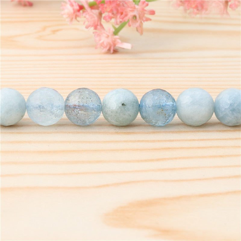 Natural Aquamarine Beads Round Faceted 10mm Hole 1.2mm about39pcs 39cm strand