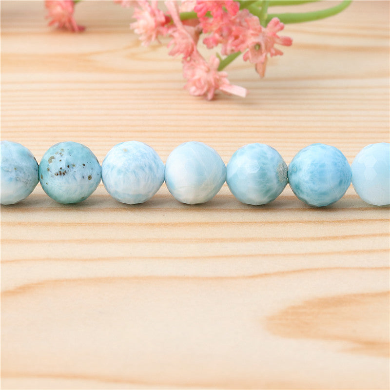 Natural Larimar Beads Round Faceted 10mm Hole 1.2mm about39pcs 39cm strand