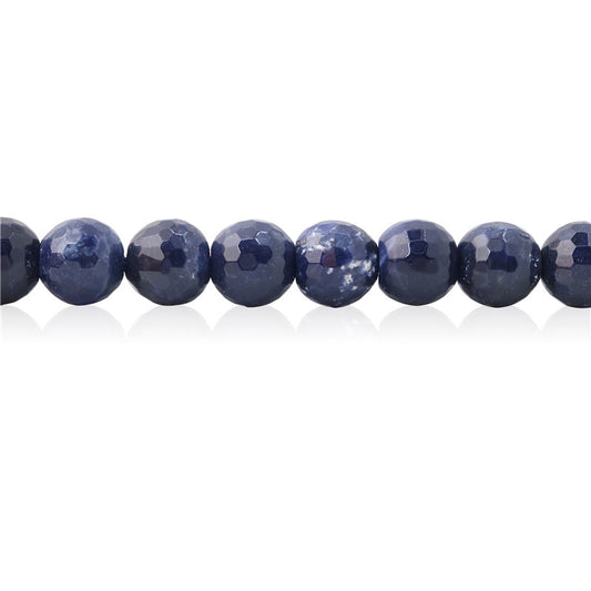 Perline di sodalite naturale rotonde sfaccettate da 10 mm, foro da 1,2 mm, circa 39 pezzi, filo da 39 cm.