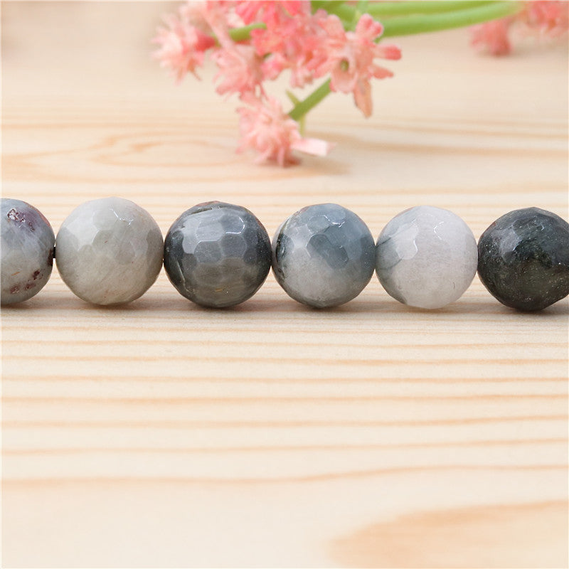 Natural Eagle Eyes B Beads Round Faceted 10mm Hole 1.2mm about39pcs 39cm strand