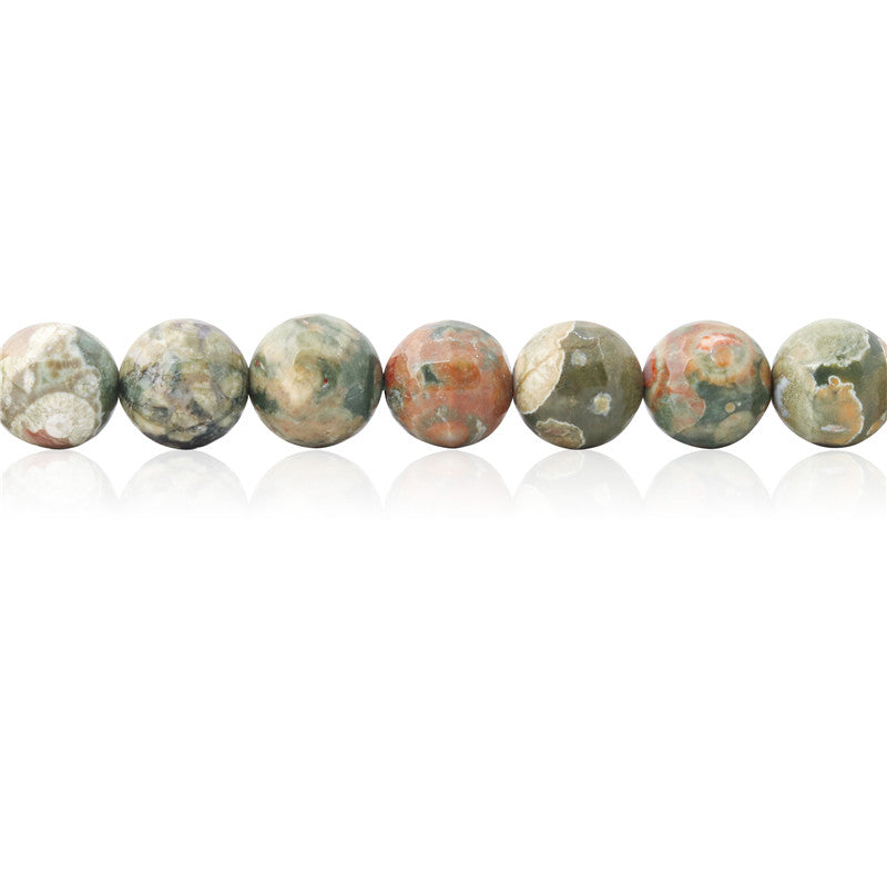 Natural Rhyolite Jasper Beads Round Faceted 10mm Hole 1.2mm about39pcs 39cm strand