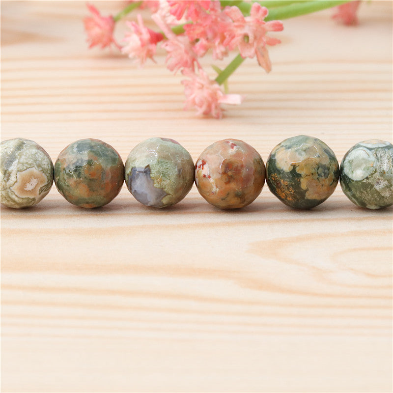 Natural Rhyolite Jasper Beads Round Faceted 10mm Hole 1.2mm about39pcs 39cm strand