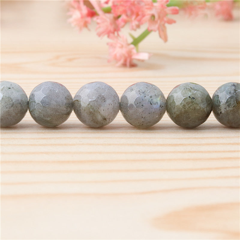 Perles Labradorite naturelle ronde facette trou 10mm 1.2mm environ 39pcs fil 39cm