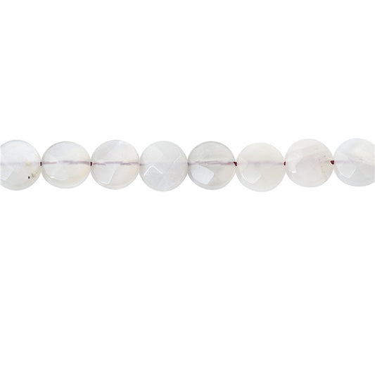 Natural Grey Moonstone B Beads Flat Round Faceted 10mm Hole 1mm about 39pcs 39cm strand