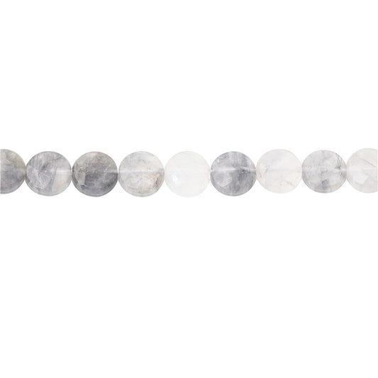 Natural Cloud Crystal Beads Flat Round Faceted 10mm Hole 1mm about 39pcs 39cm strand