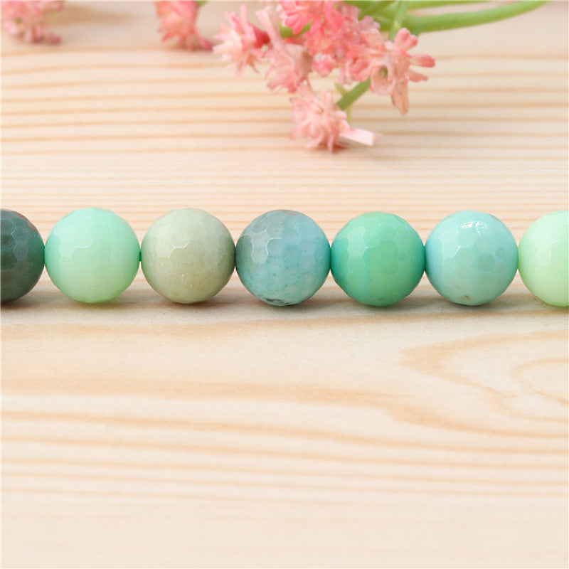 Natural Green Grass Agate Beads Round Faceted 10mm Hole 1.2mm about39pcs 39cm strand