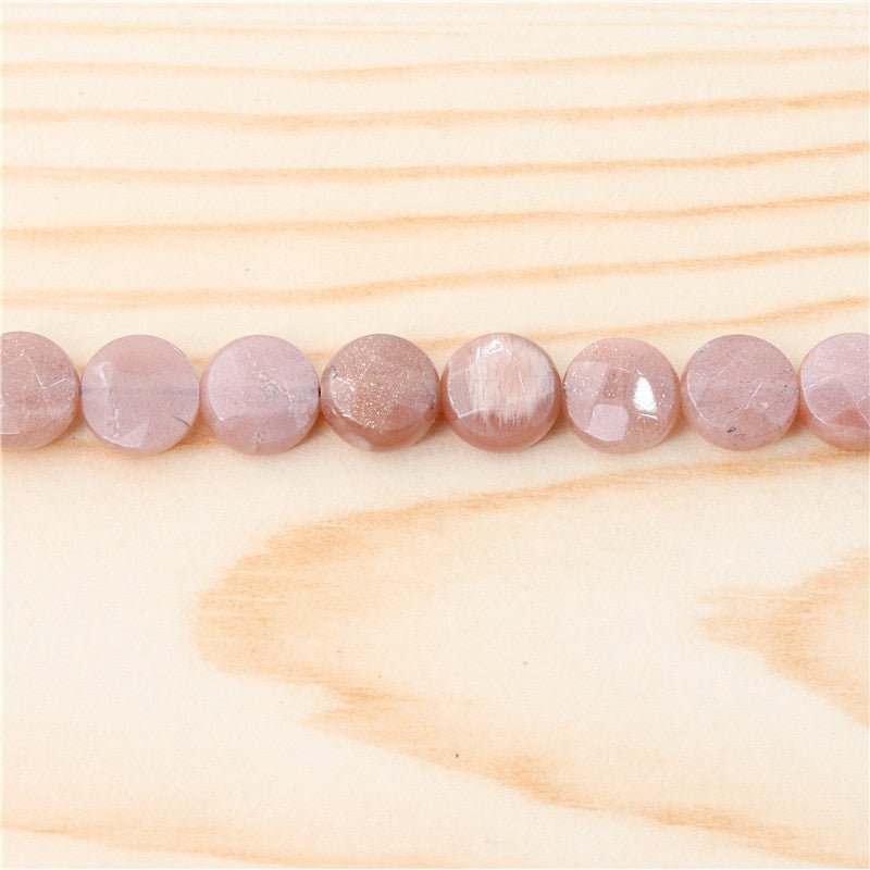 Natural Orange Moonstone A Beads Flat Round Faceted 10mm Hole 1mm about 39pcs 39cm strand