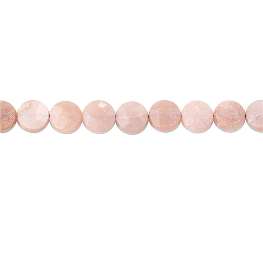 Natural Orange Moonstone A Beads Flat Round Faceted 10mm Hole 1mm about 39pcs 39cm strand