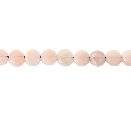 Natural Orange Moonstone B Beads Flat Round Faceted 10mm Hole 1mm about 39pcs 39cm strand