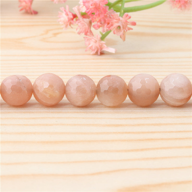 Natural Orange Moonstone A Beads Round Faceted 10mm Hole 1.2mm about39pcs 39cm strand