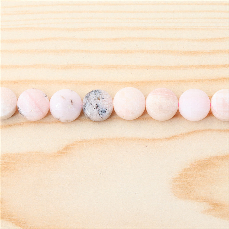 Natural Pink Opal Beads Flat Round Faceted 10mm Hole 1mm about 39pcs 39cm strand