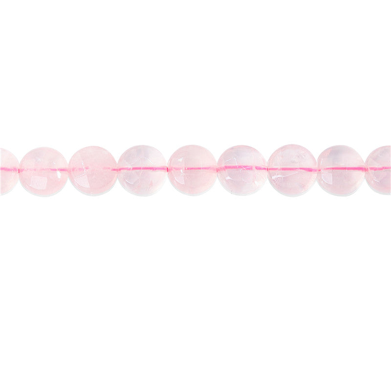 Natural Rose Quartz Beads Flat Round Faceted 10mm Hole 1mm about 39pcs 39cm strand