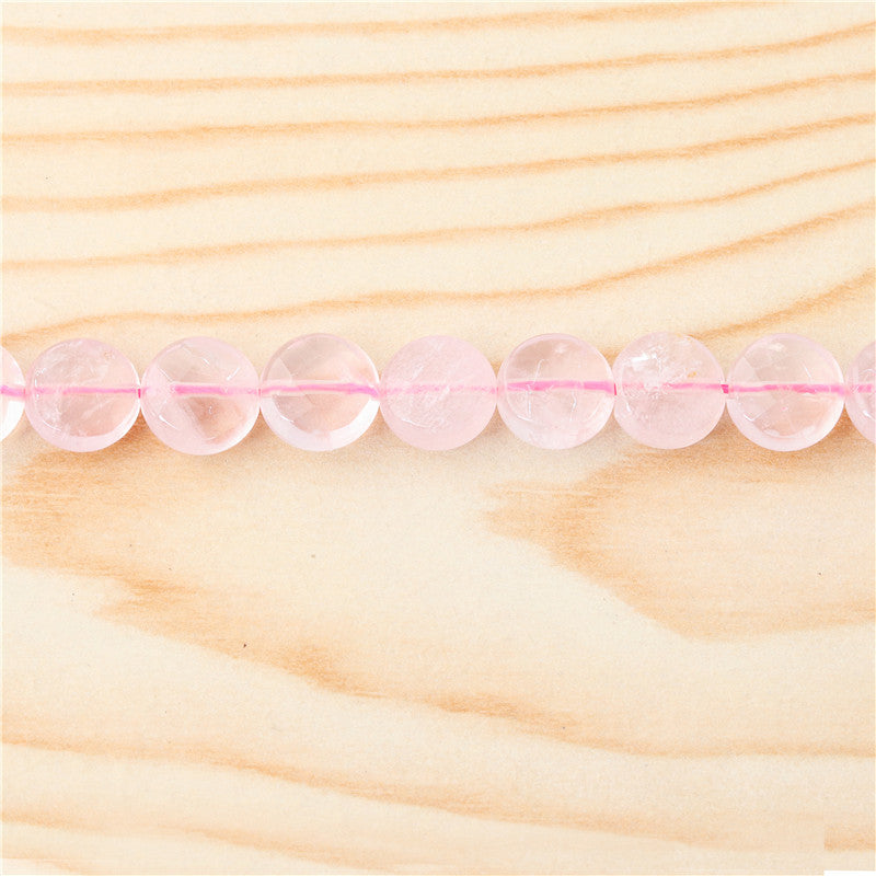 Natural Rose Quartz Beads Flat Round Faceted 10mm Hole 1mm about 39pcs 39cm strand