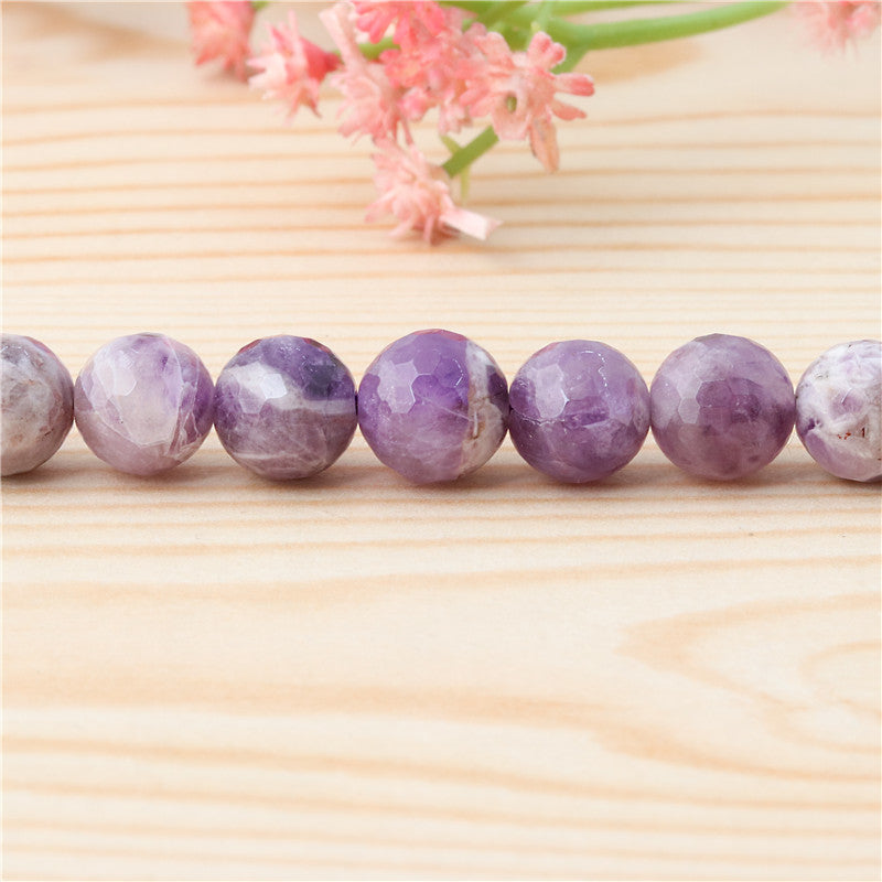 Natural Dog Tooth Amethyst Beads Round Faceted 10mm Hole 1.2mm about39pcs 39cm strand