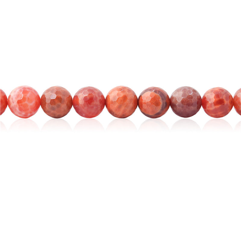 Natural Fire Agate Beads Round Faceted 10mm Hole 1.2mm about39pcs 39cm strand