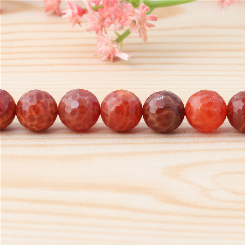 Natural Fire Agate Beads Round Faceted 10mm Hole 1.2mm about39pcs 39cm strand