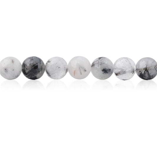 Natural Black Rutilated Quartz Beads Round Faceted 10mm Hole 1.2mm about39pcs 39cm strand