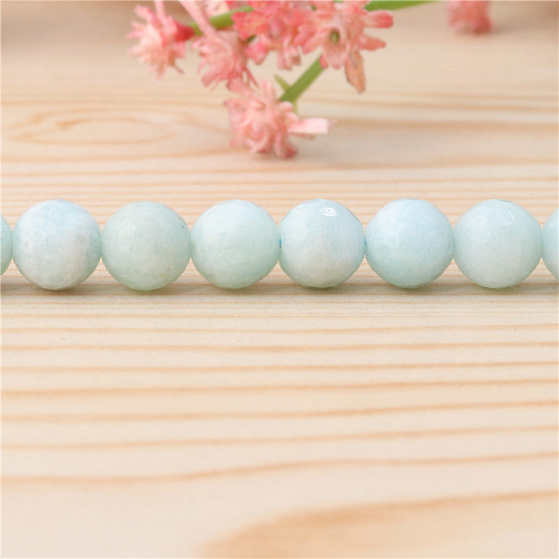 Perles Amazonite Naturelles Rondes Facettes Trou 10mm 1.2mm Environ 39pcs Fil 39cm