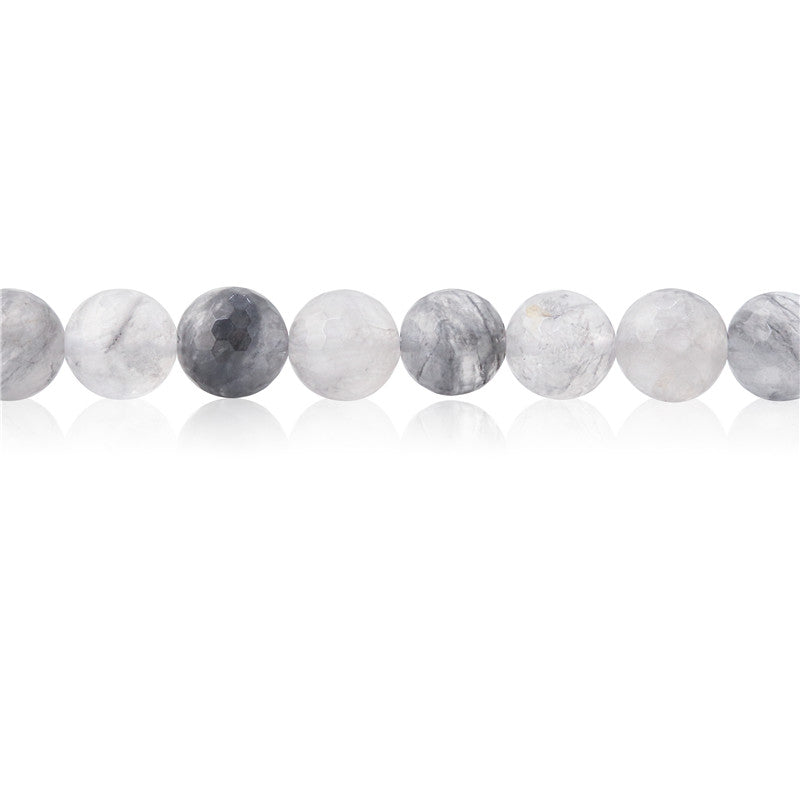 Perles de cristal de nuage naturel rondes à facettes trou de 10mm 1.2mm environ 39 pièces sur fil de 39cm