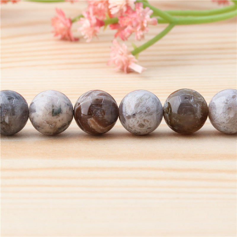 Natural Bamboo Leaf Agate Beads Round 10mm Hole 1.2mm about 40pcs 39cm strand