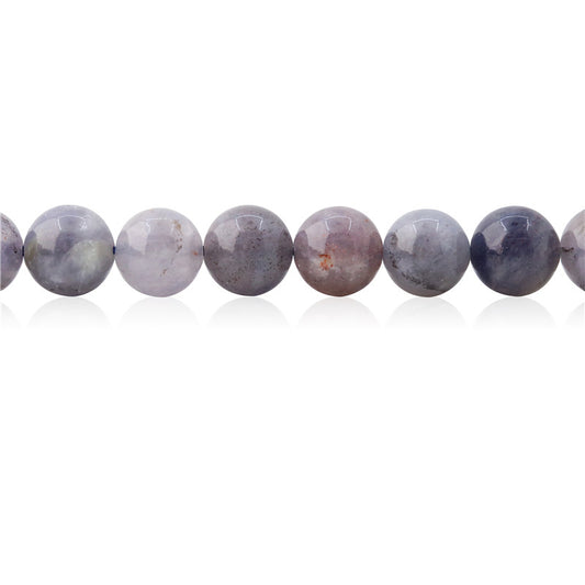 Perles rondes en cordiérite et iolite naturelles, trou de 10mm, 1.2mm, environ 40 pièces, sur fil de 39cm