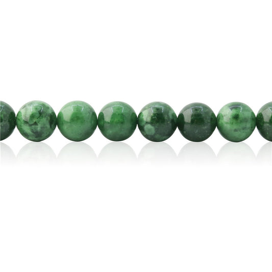 Natürliche russische Jadeperlen, rund, 10 mm, Loch 1,2 mm, ca. 40 Stück, 39 cm Strang