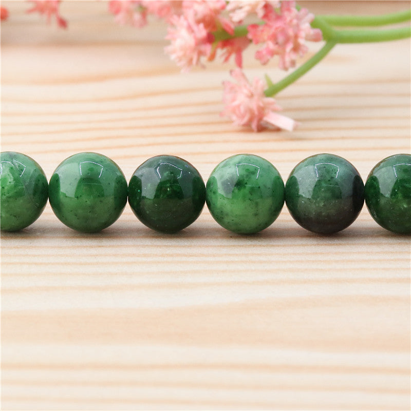 Natural Russian Jade Beads Round 10mm Hole 1.2mm about 40pcs 39cm strand