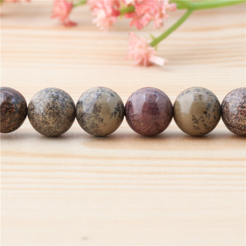 Natural Flower Stone Beads Round 10mm Hole 1.2mm about 40pcs 39cm strand