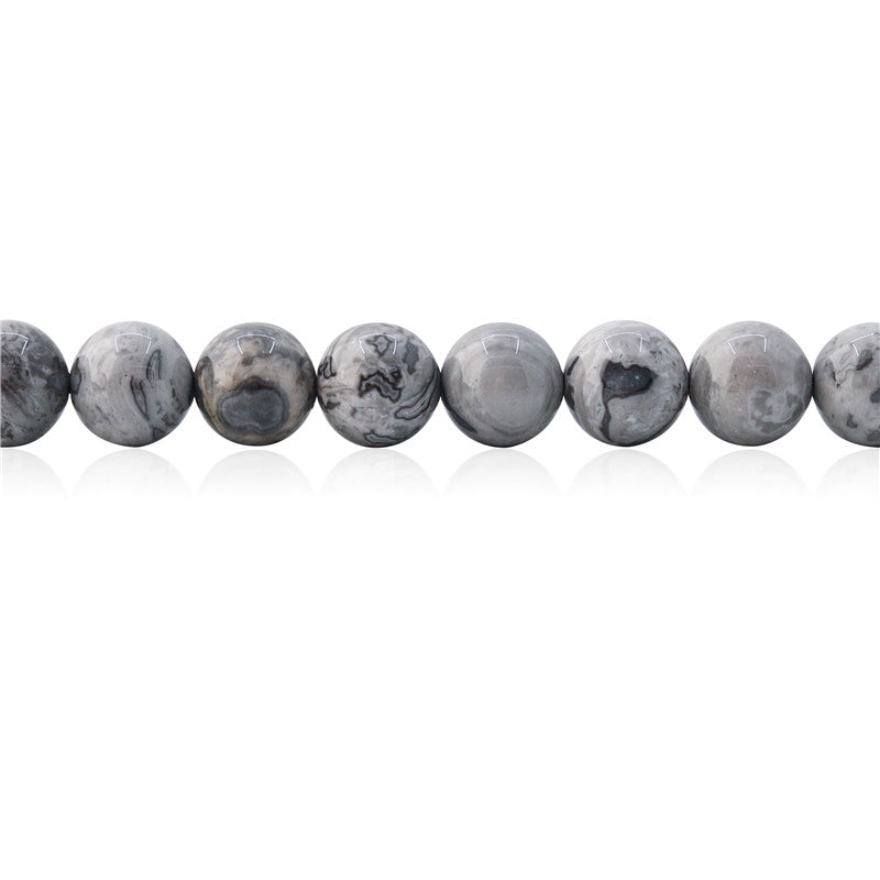 Natural Grey Picture Beads Round 10mm Hole 1.2mm about 40pcs 39cm strand