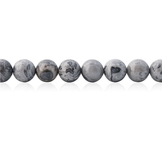 Natural Grey Picture Beads Round 10mm Hole 1.2mm about 40pcs 39cm strand