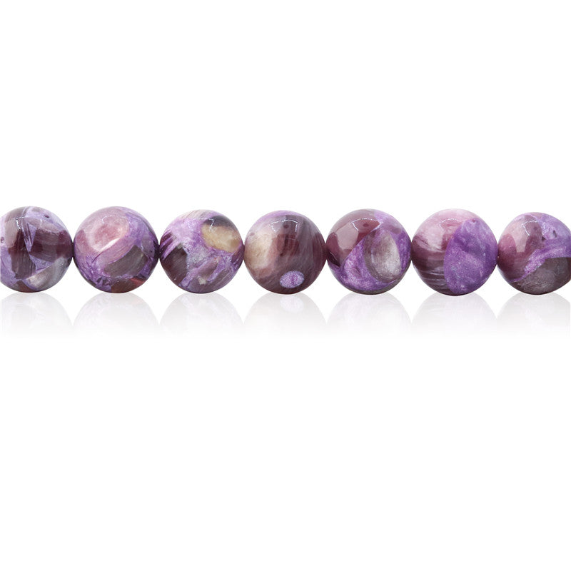 Perline di lepidolite viola naturale rotonde da 10 mm, foro da 1,2 mm, circa 40 pezzi di filo da 39 cm.