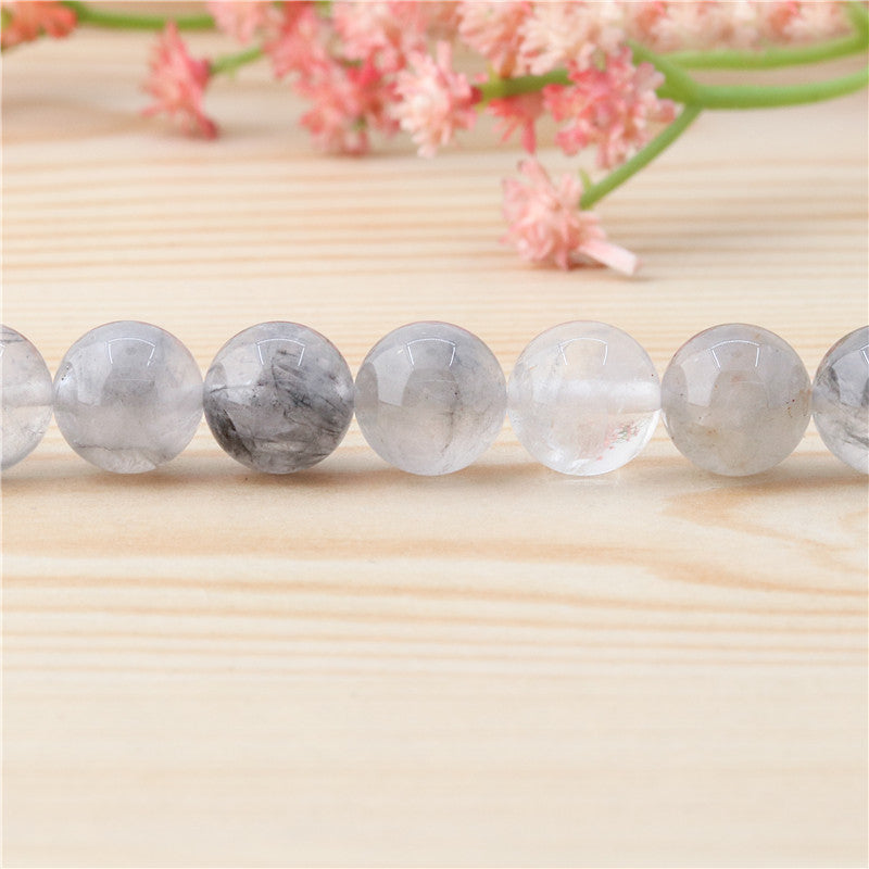 Perles de cristal de nuage naturel rondes trou 10mm 1.2mm environ 40pcs 39cm sur fil