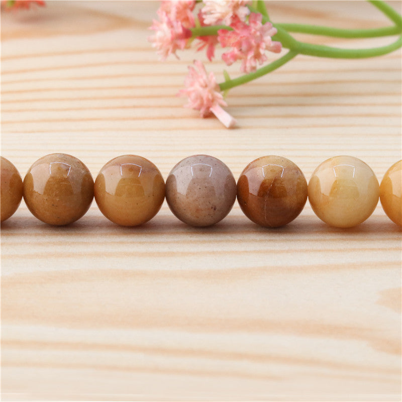 Natural Gold Sand Jade Beads Round 10mm Hole 1.2mm about 40pcs 39cm strand