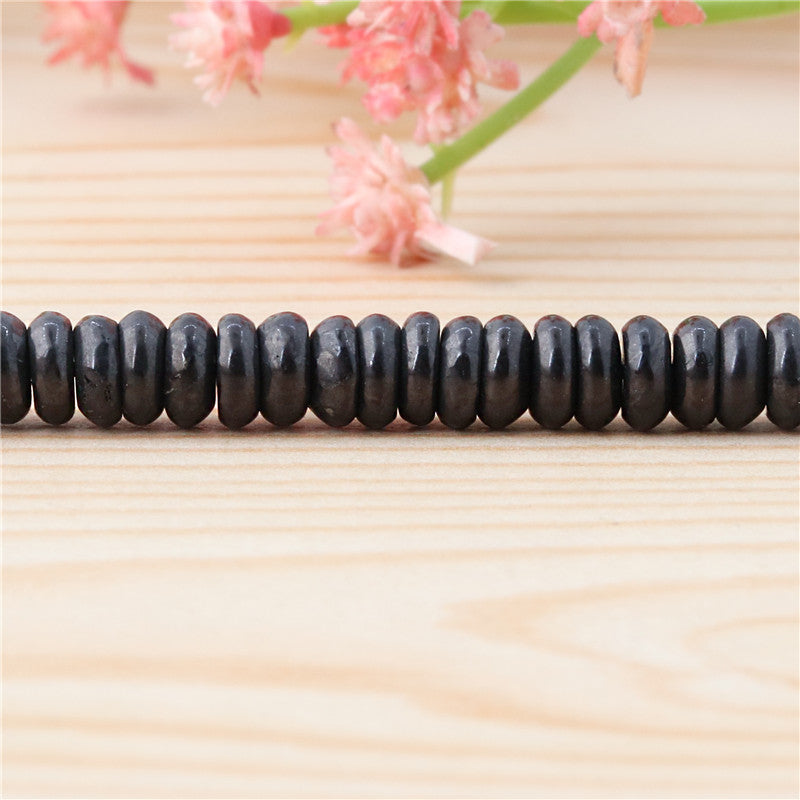 Natural Shungite Beads Abacus 4x6mm Hole 0.8mm  about 109pcs 39cm strand