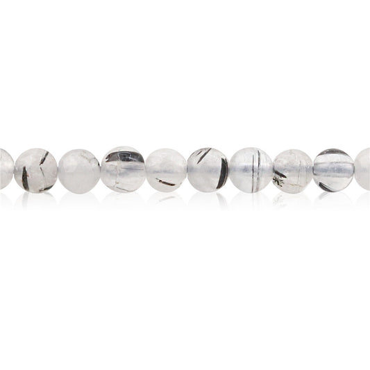 Perles de quartz rutile noir naturel rondes 3 mm trou 0,8 mm environ 126 pièces fil de 39 cm