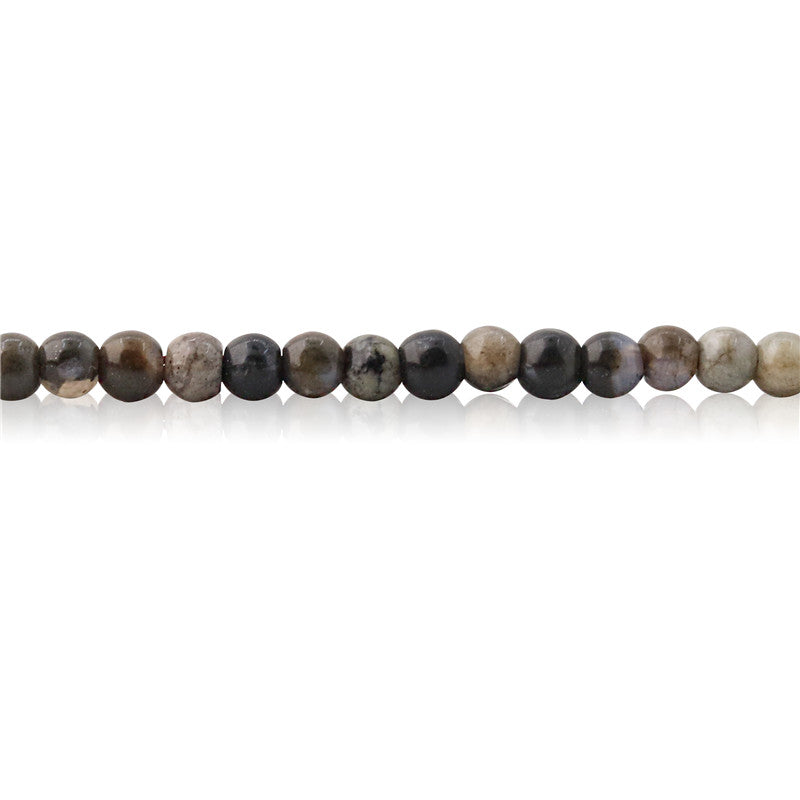 Perline opale grigio naturale rotonde da 3 mm, foro da 0,8 mm, circa 126 pezzi, filo da 39 cm.