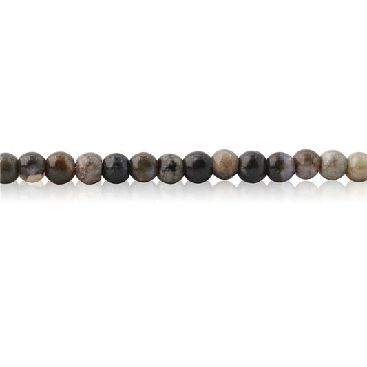 Perline opale grigio naturale rotonde da 3 mm, foro da 0,8 mm, circa 126 pezzi, filo da 39 cm.