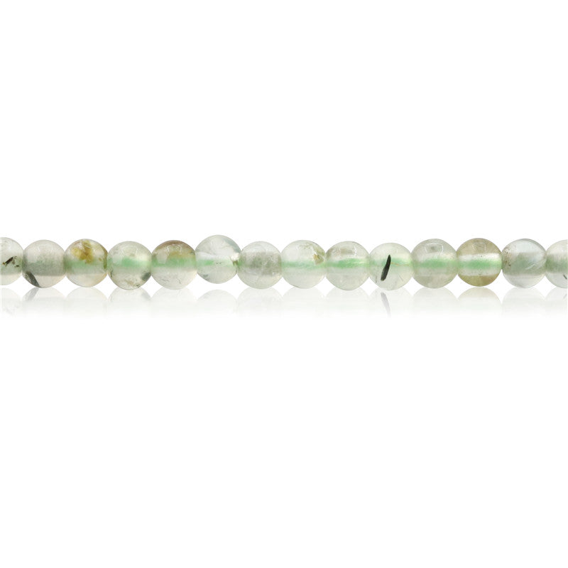 Perline di prehnite naturale rotonde da 3 mm, foro da 0,8 mm, circa 126 pezzi, filo da 39 cm.