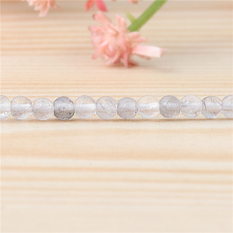 Perles de cristal de nuage naturel rondes 3mm trou 0.8mm environ 126pcs 39cm sur fil