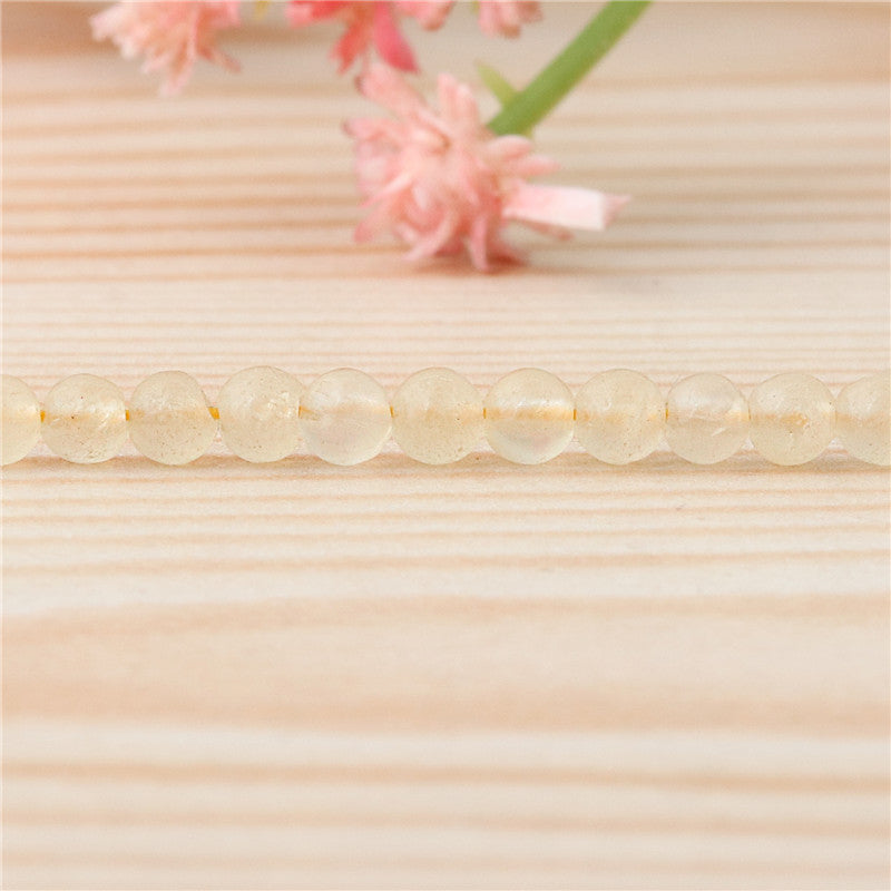 Perline di calcite gialla naturale rotonde da 3 mm, foro da 0,8 mm, circa 126 pezzi di filo da 39 cm