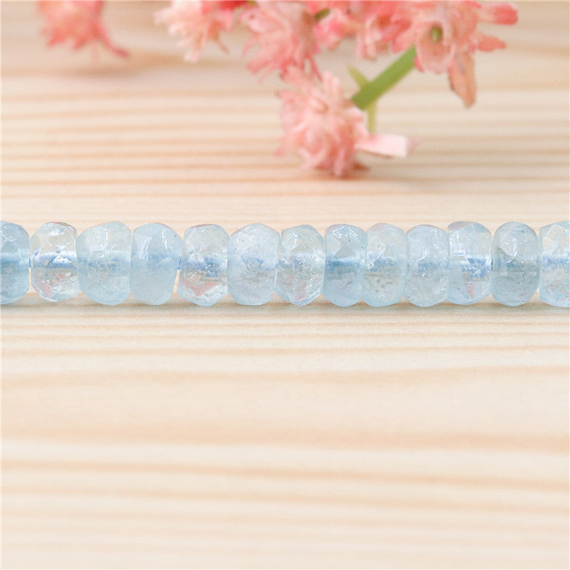 Aigue-marine naturelle 3A Perles Boulier facette 4x6mm trou 0.8mm Environ 99pcs Fil de 39cm