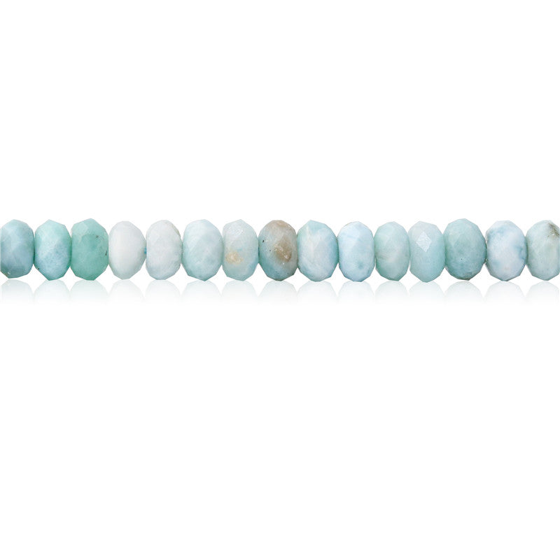 Perles Larimar naturelles Boulier facette 4x6mm trou 0.8mm environ 99pcs 39cm sur fil