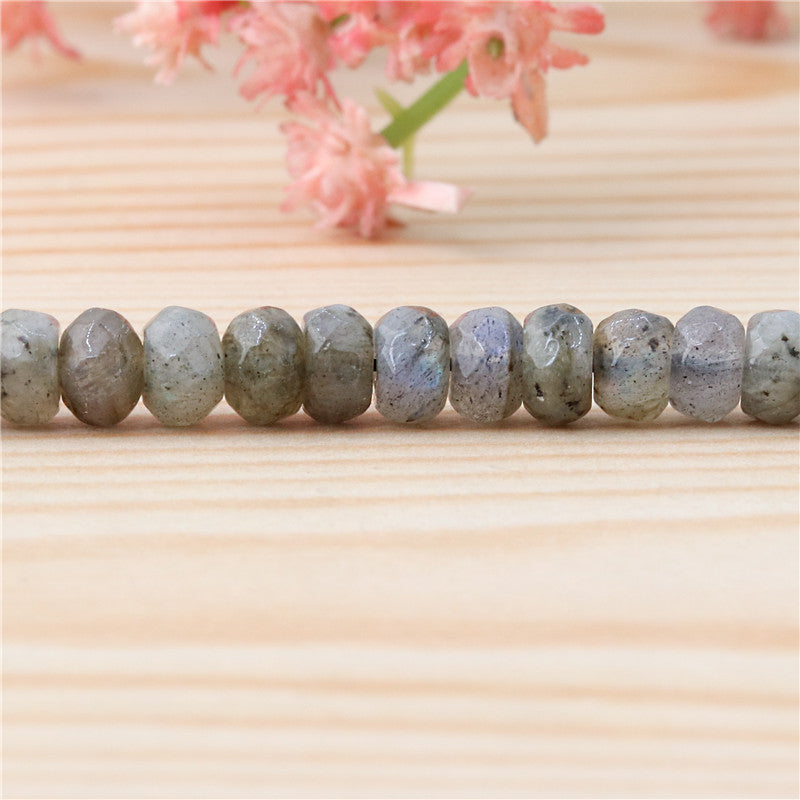 Perles Labradorite naturelle boulier facette 4x6mm trou 0.8mm environ 99pcs 39cm sur fil