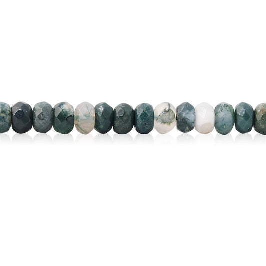 Natural Moss Agate Beads Abacus Faceted 4x6mm Hole 0.8mm about 99pcs 39cm strand