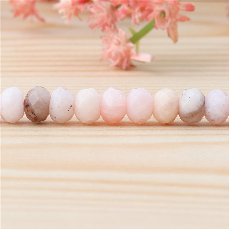 Perles Opale Rose Naturelle Boulier Facette 4x6mm Trou 0.8mm Environ 99pcs Fil de 39cm